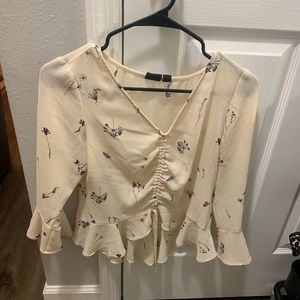 Free Press Clothing Long Sleeve Flowery Blouse Women’s Small